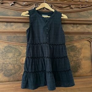 Anthropologie Ismene Jacquard cutout crochet lace Black Tiered Tunic Mini Dress